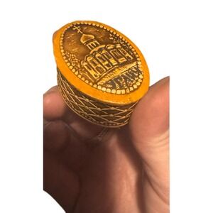 Vintage Russian Birch Bark Box Oval‎ Trinket Box Handcrafted Church